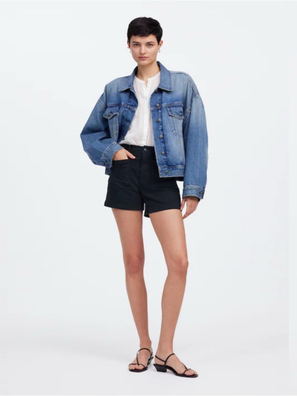 NWT Madewell The Emmett Short Patch Pocket Dark Navy Size 27